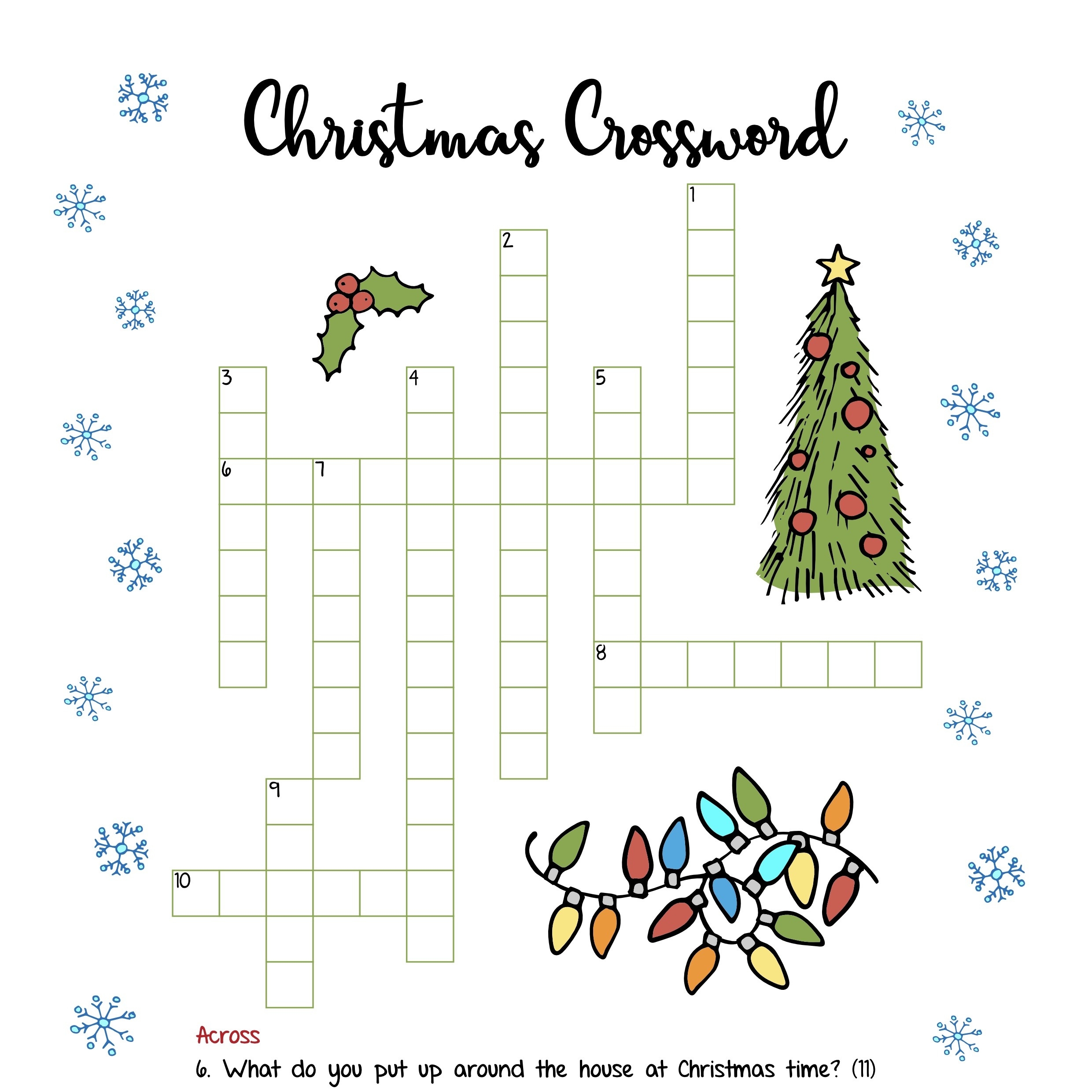 Christmas Crossword Puzzles Free Printable FREE Printable A Z