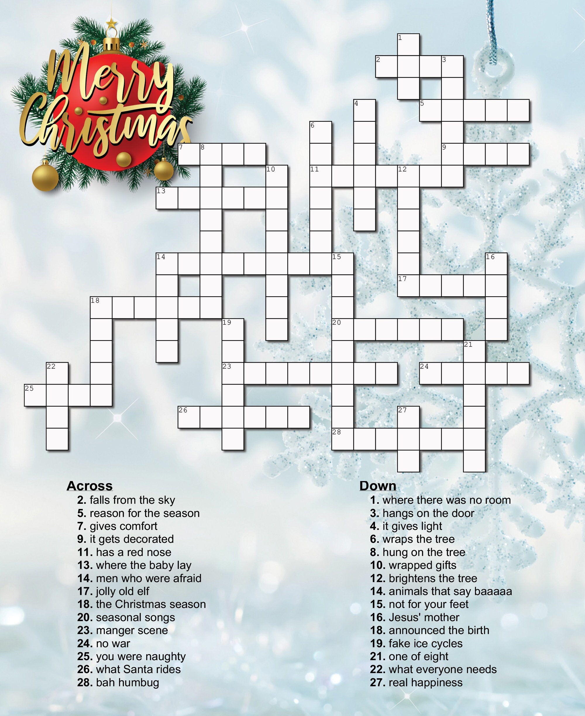 Christmas Crossword Puzzles Printable FREE Printable HQ