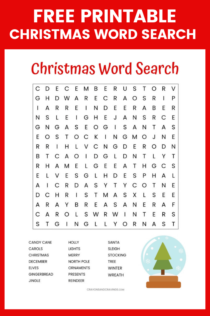 Christmas Word Search Printable for Kids Or Adults 
