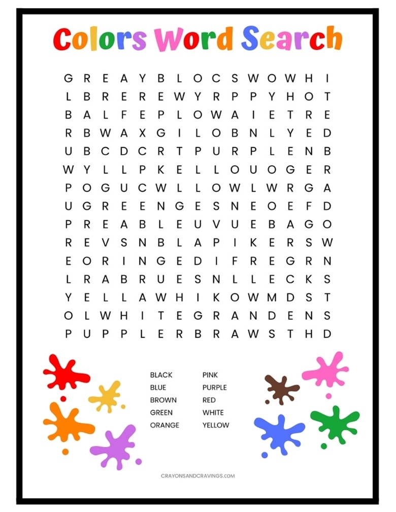 Colors Word Search Free Printable For Kids Colors Word Search Free Printable For Kids
