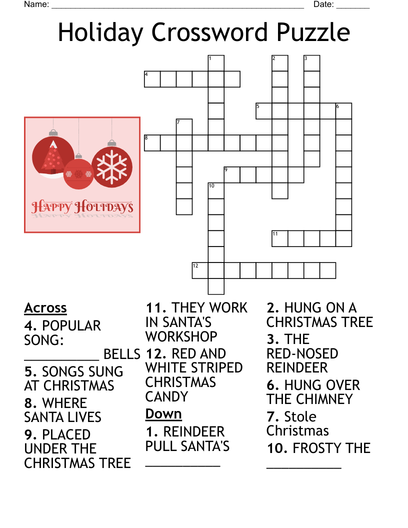 Crossword Puzzles Printable Christmas