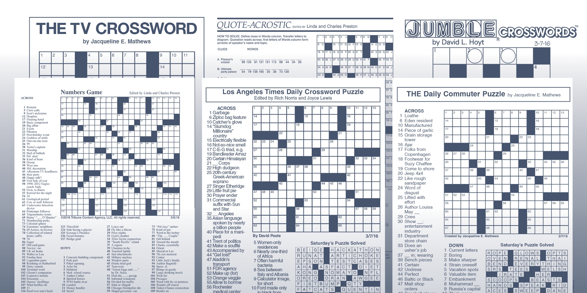 Daily Commuter Crossword Puzzle By Jacqueline Mathews Printable FREE 