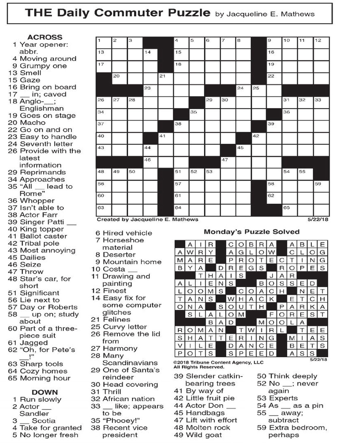 Daily Commuter Crossword Puzzle Printable Contact Arkadium The