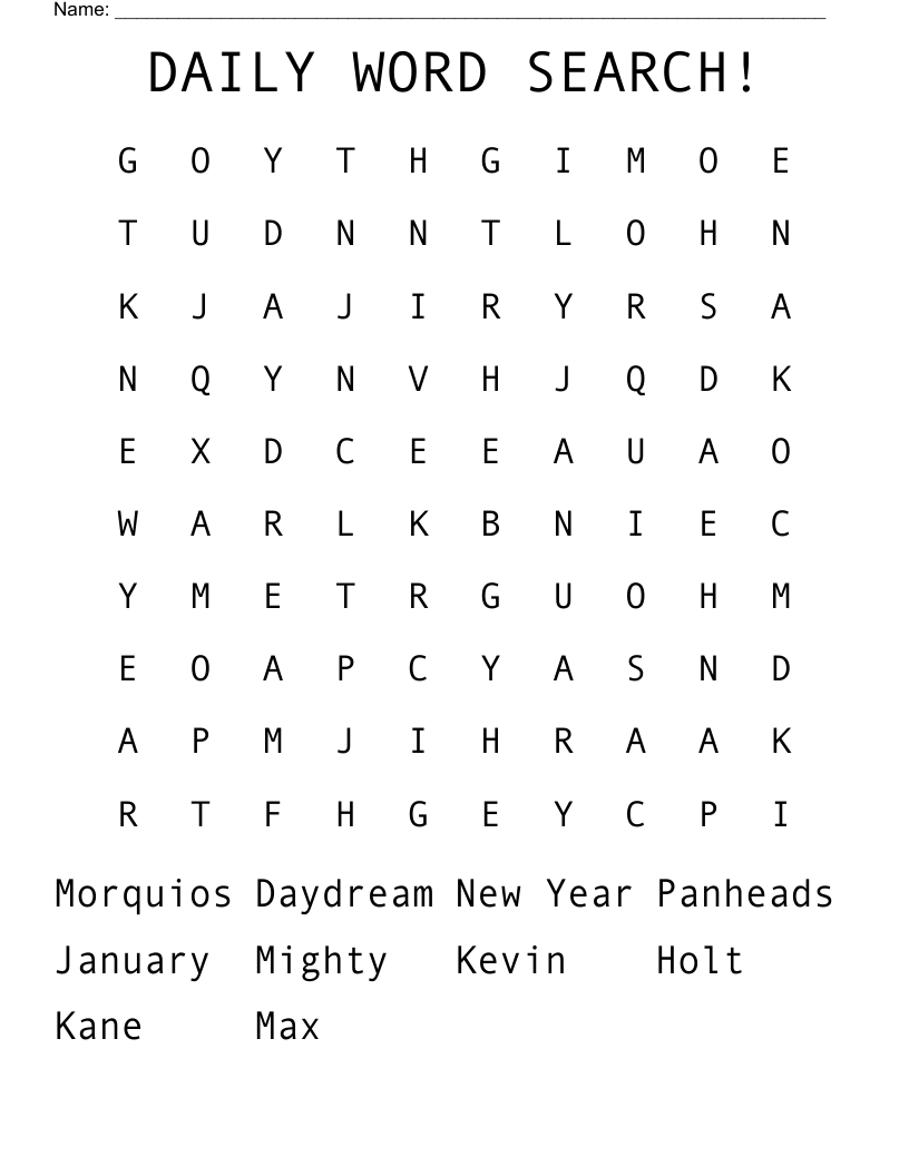 Daily Word Search Printable