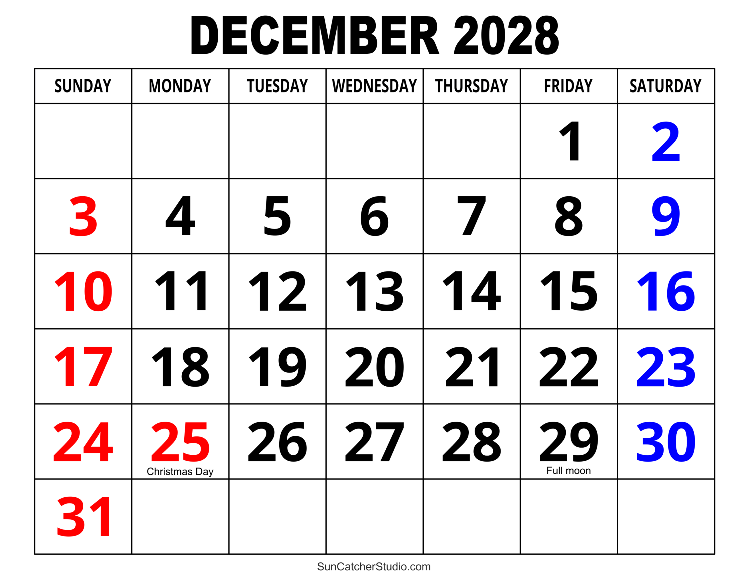 December 2028 Calendar Free Printable Free Printables Monograms December 2028 Calendar Free Printable Free Printables Monograms