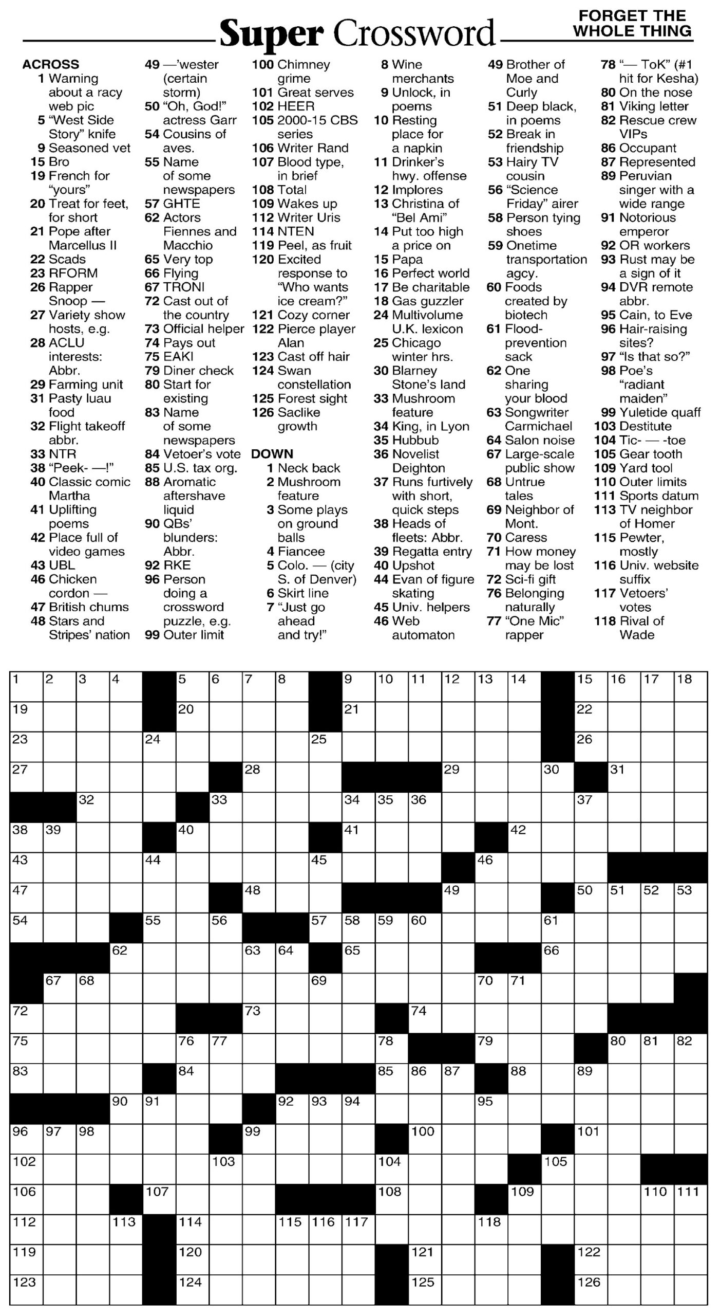 Difficult Crossword Puzzles Printable Free