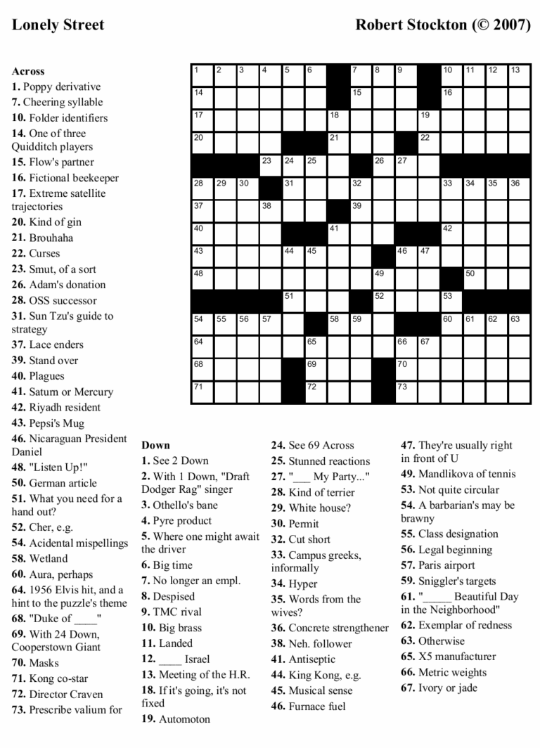 Difficult Hard Crossword Puzzles Printable Free Printable Crosswords
