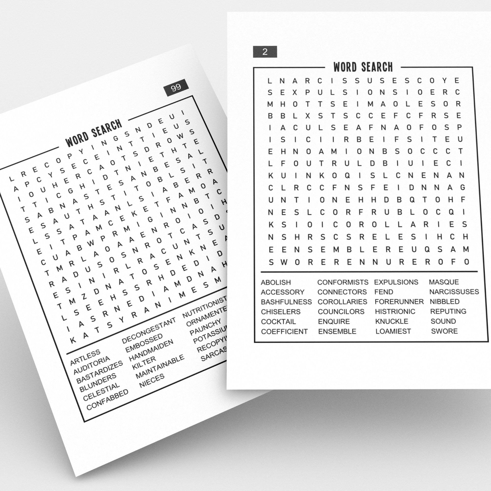 Digital Download 100 Printable Word Search Puzzles For Adults Etsy