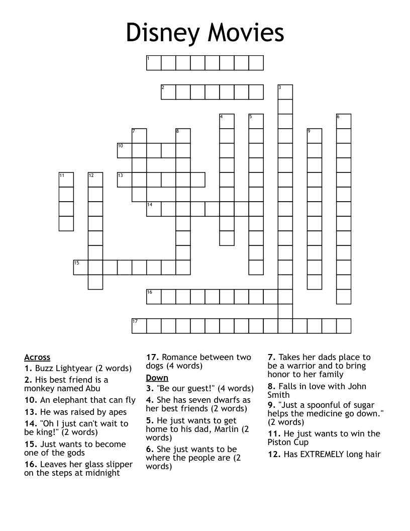 Disney Printable Crossword Puzzles FREE Printable Disney Printable Crossword Puzzles FREE Printable