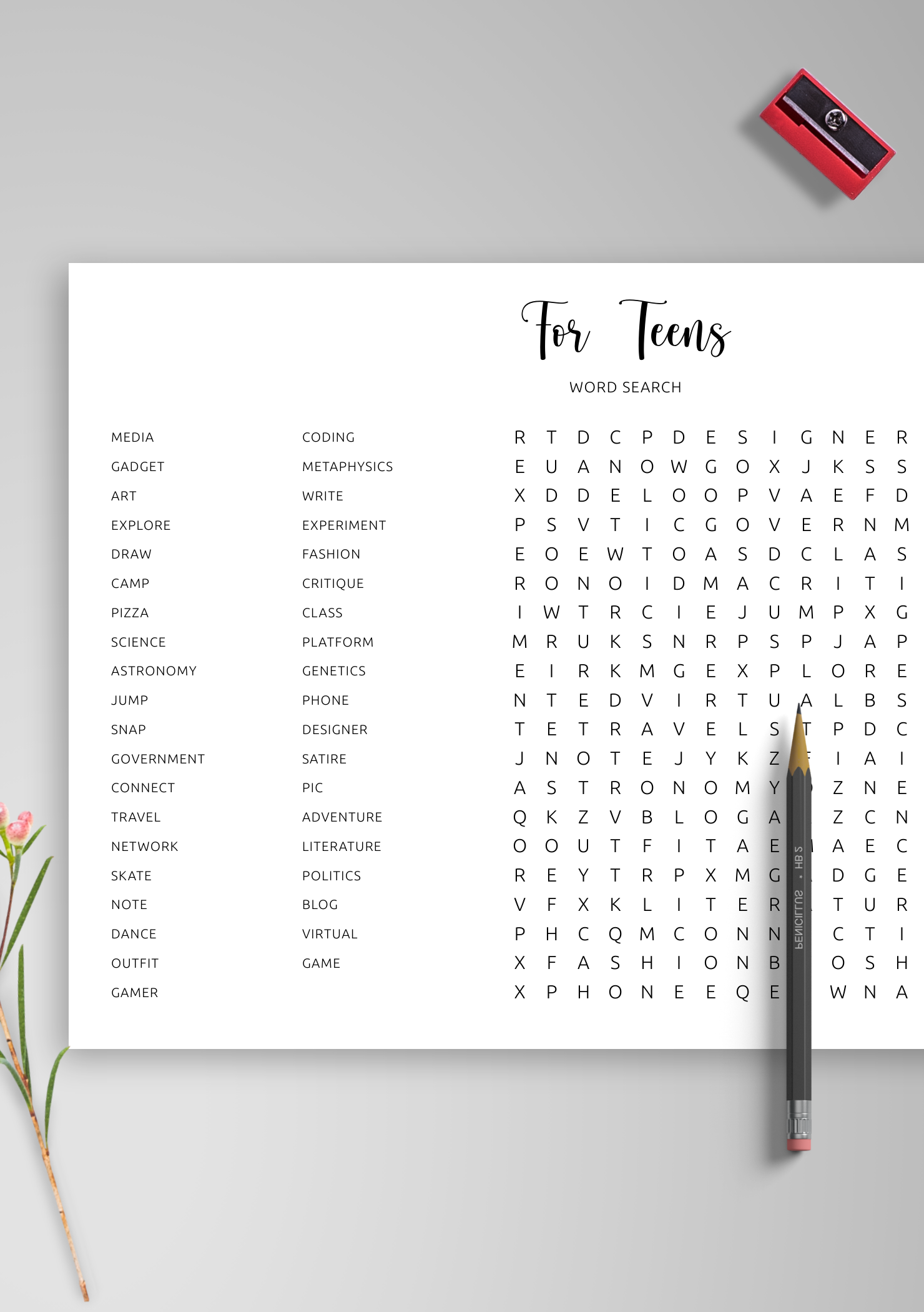 Download Printable For Teens Word Search In PDF