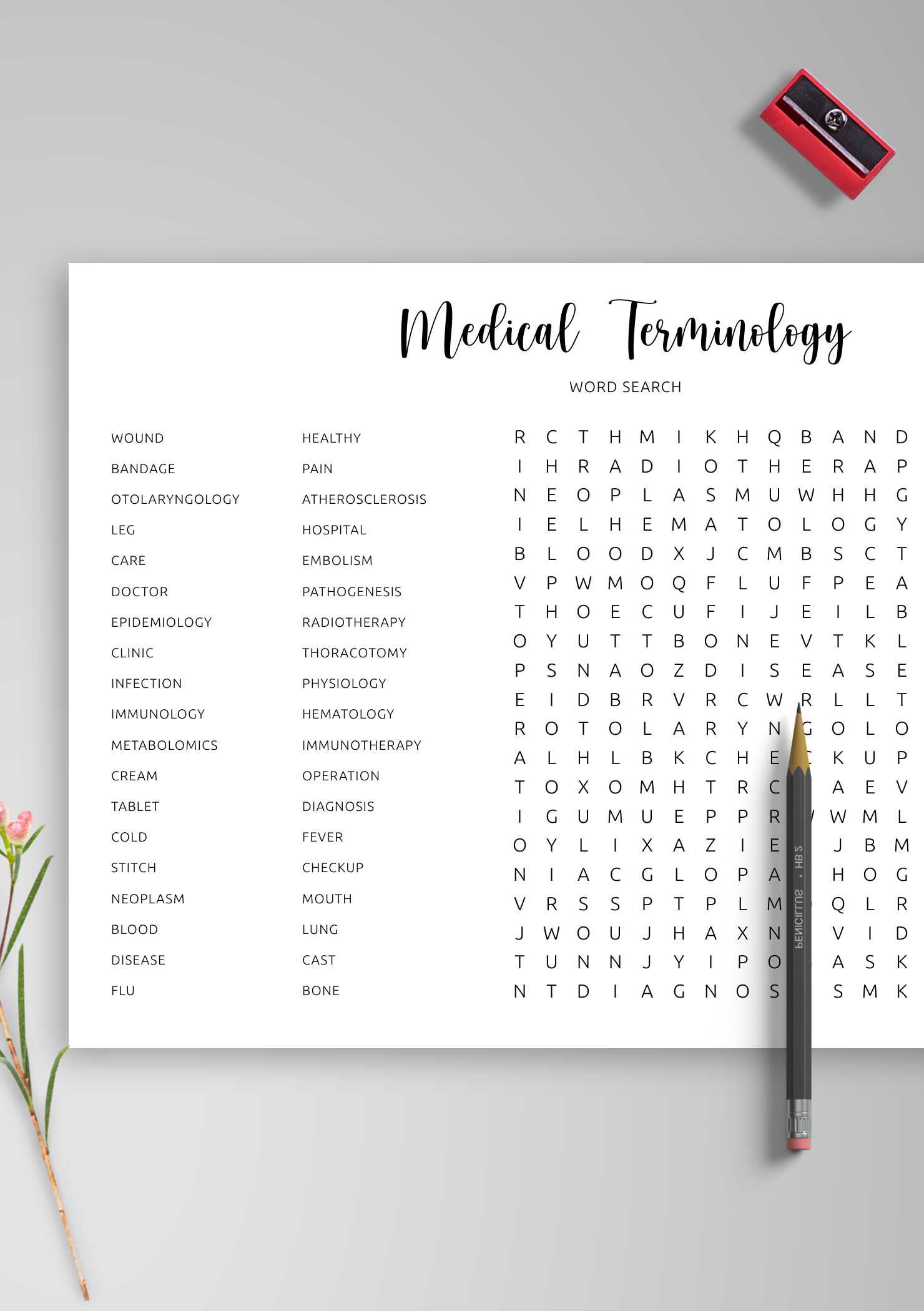 Download Printable Medical Word Search In PDF