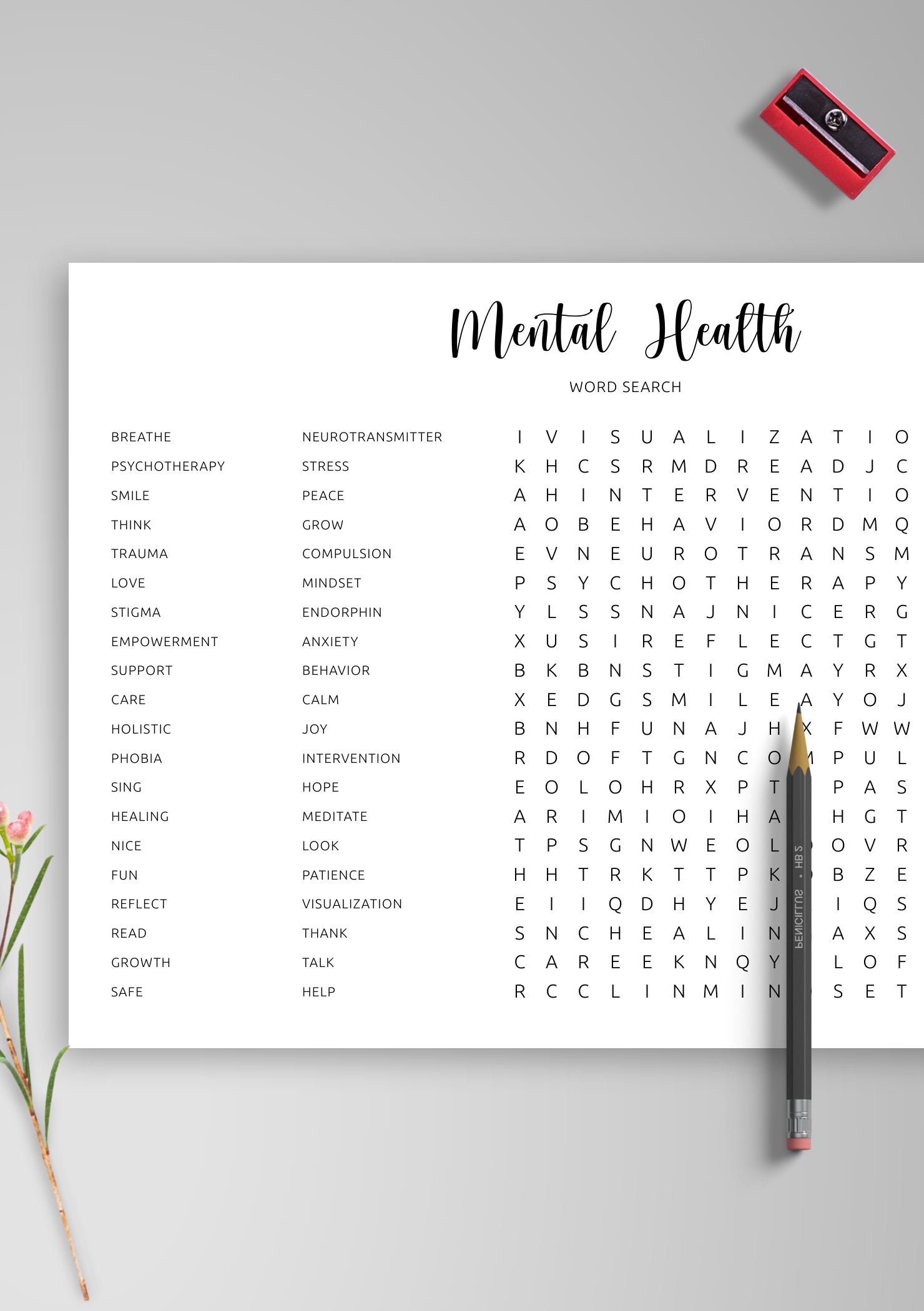 Download Printable Mental Health Word Search In PDF
