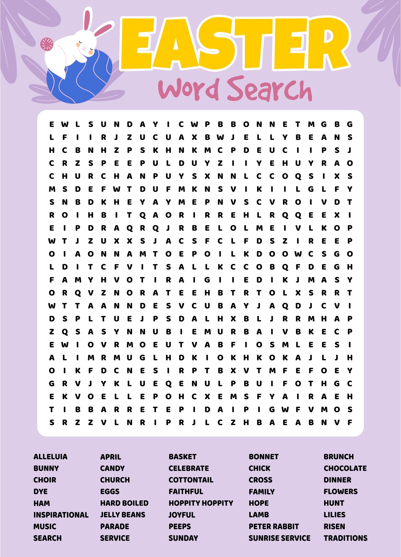 Easter Word Search 12 Free PDF Printables Printablee