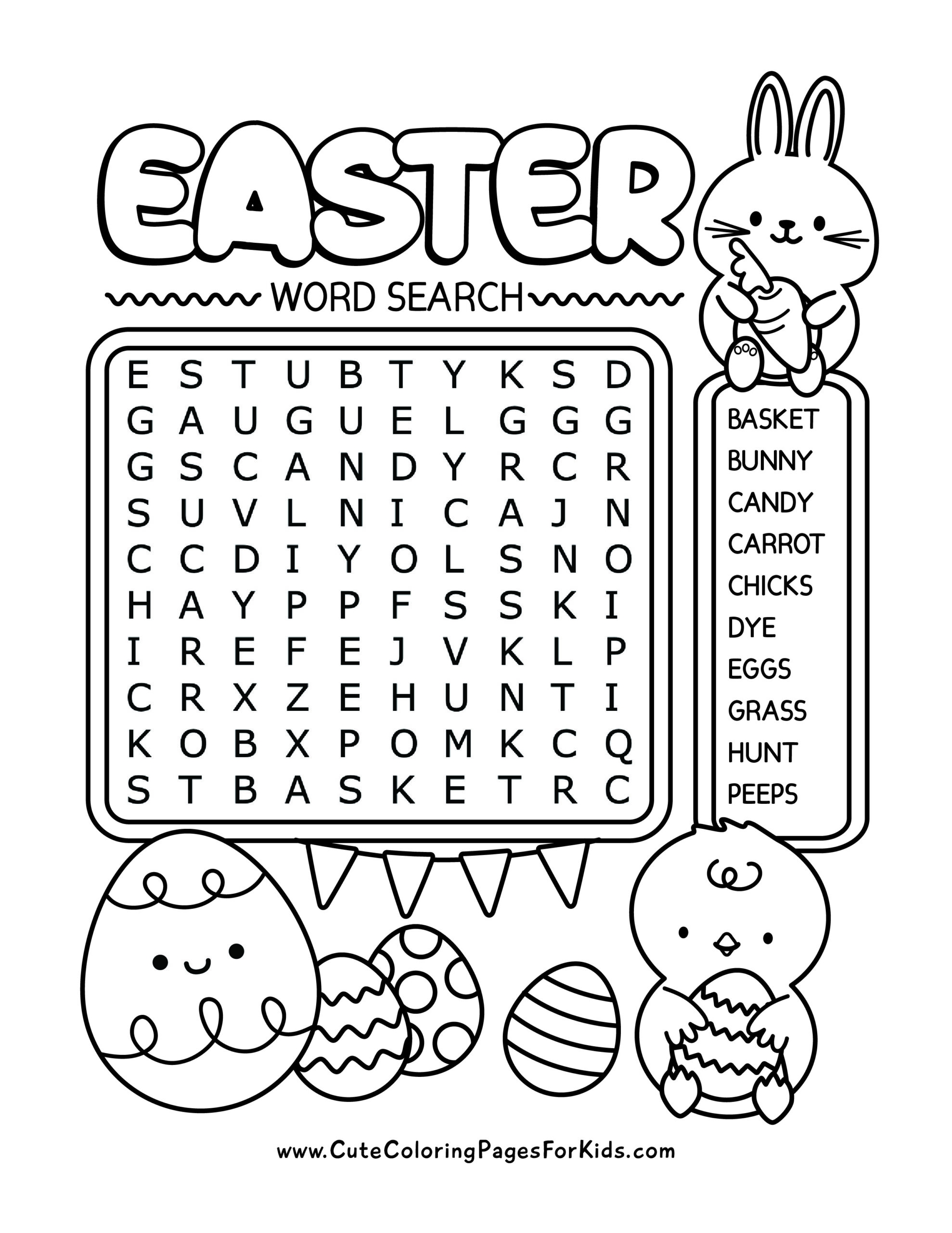 Easter Word Search Free Printable Activity For Kids Cute Coloring