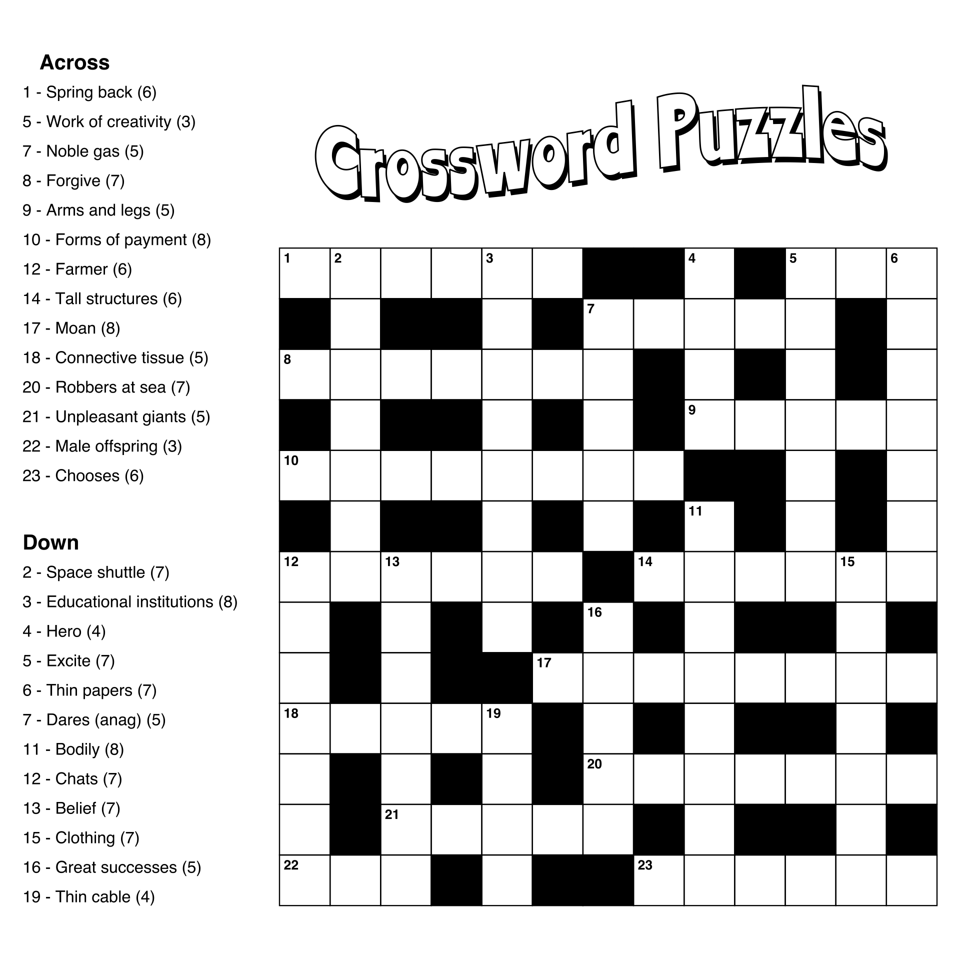 Easy Crossword Puzzles Printable FREE Printables