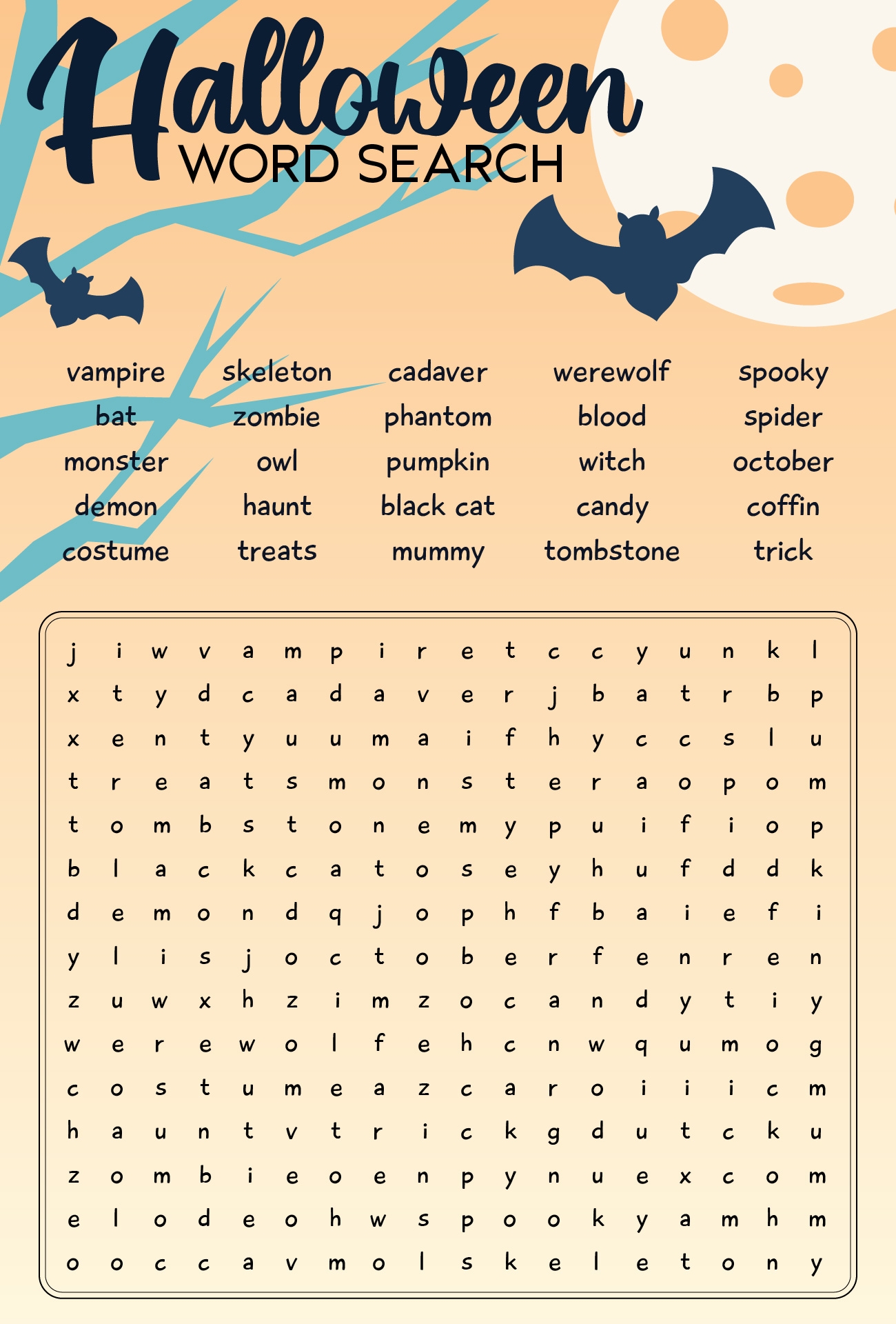 Easy Halloween Word Search 15 Free PDF Printables Printablee