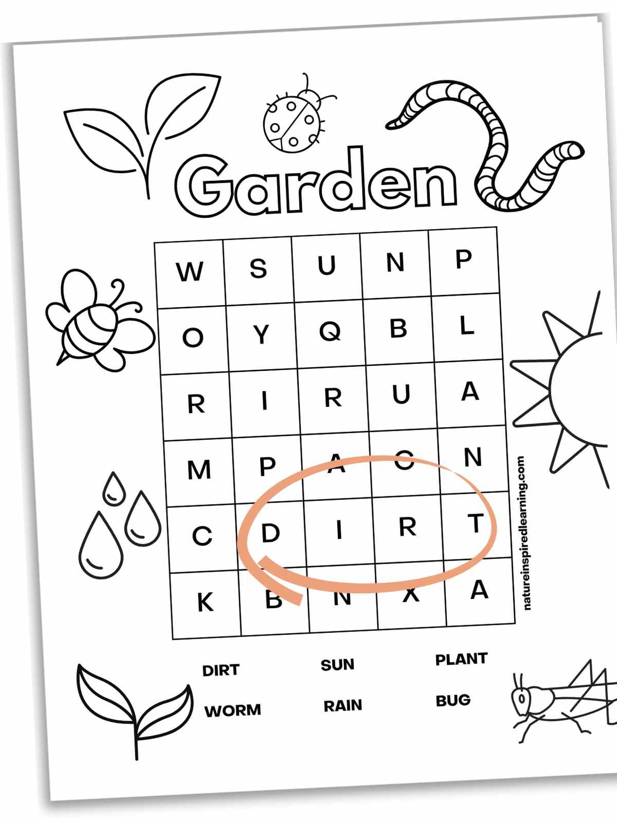 Easy Word Searches For Kindergarten Nature Inspired Learning 