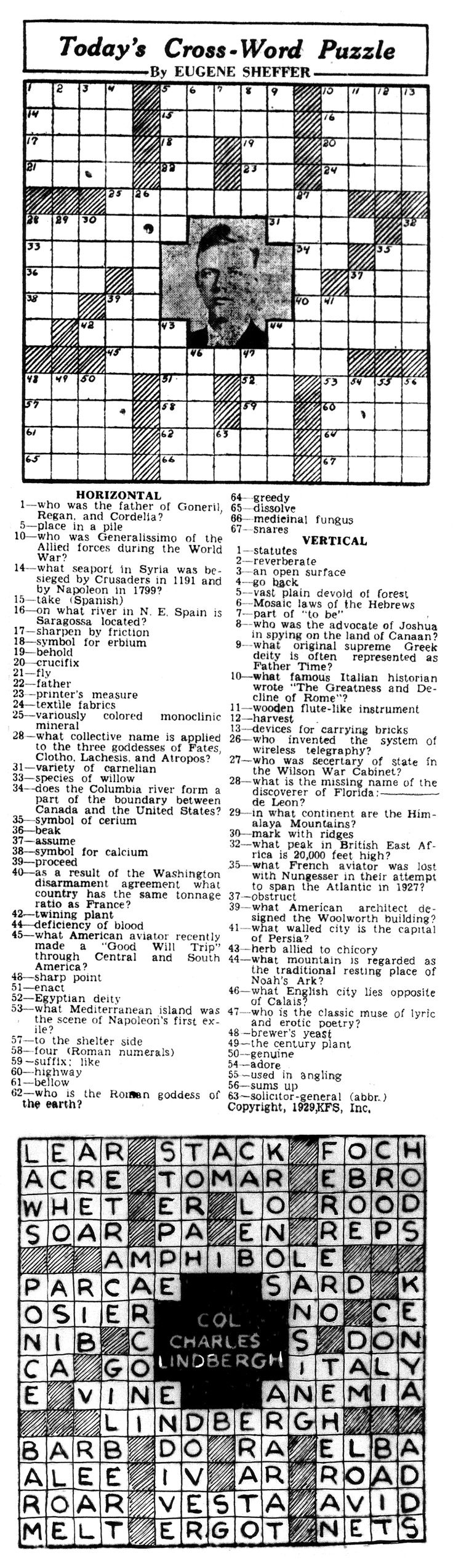 Eugene Sheffer Crossword Puzzle Printable FREE Printable HQ
