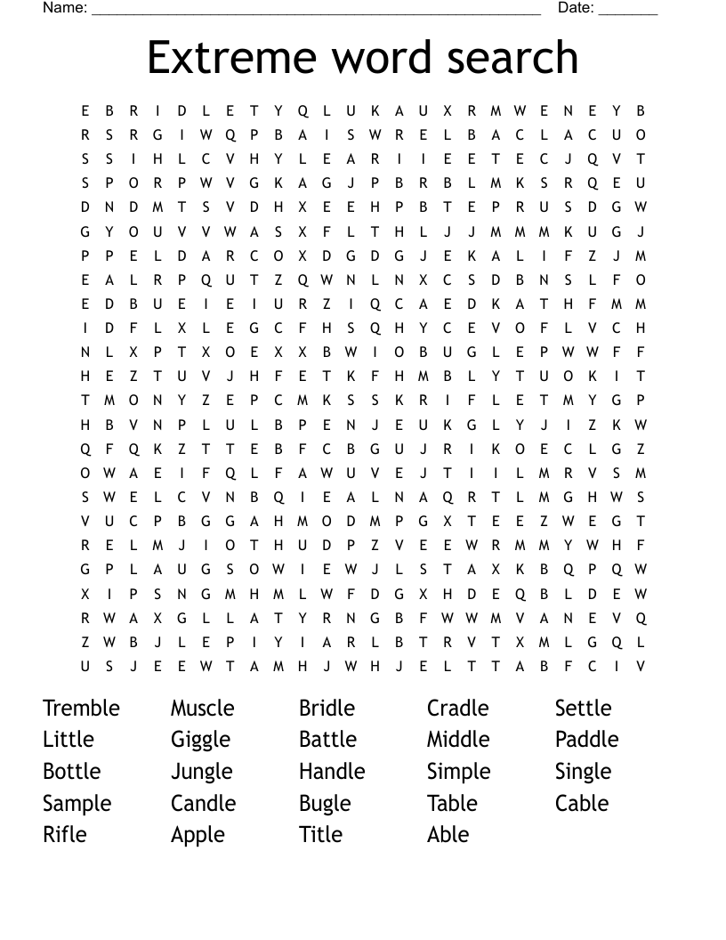 Extreme Word Search Printable