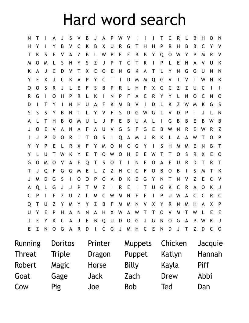 Extremely Hard Word Search 20 Free PDF Printables Printablee 