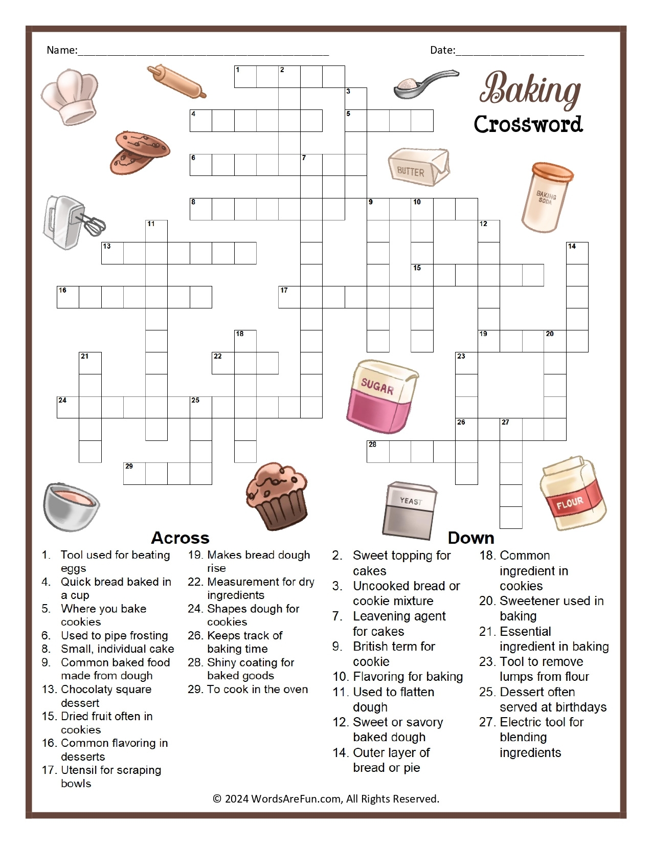 Food Crossword Puzzles Printable FREE Printable HQ