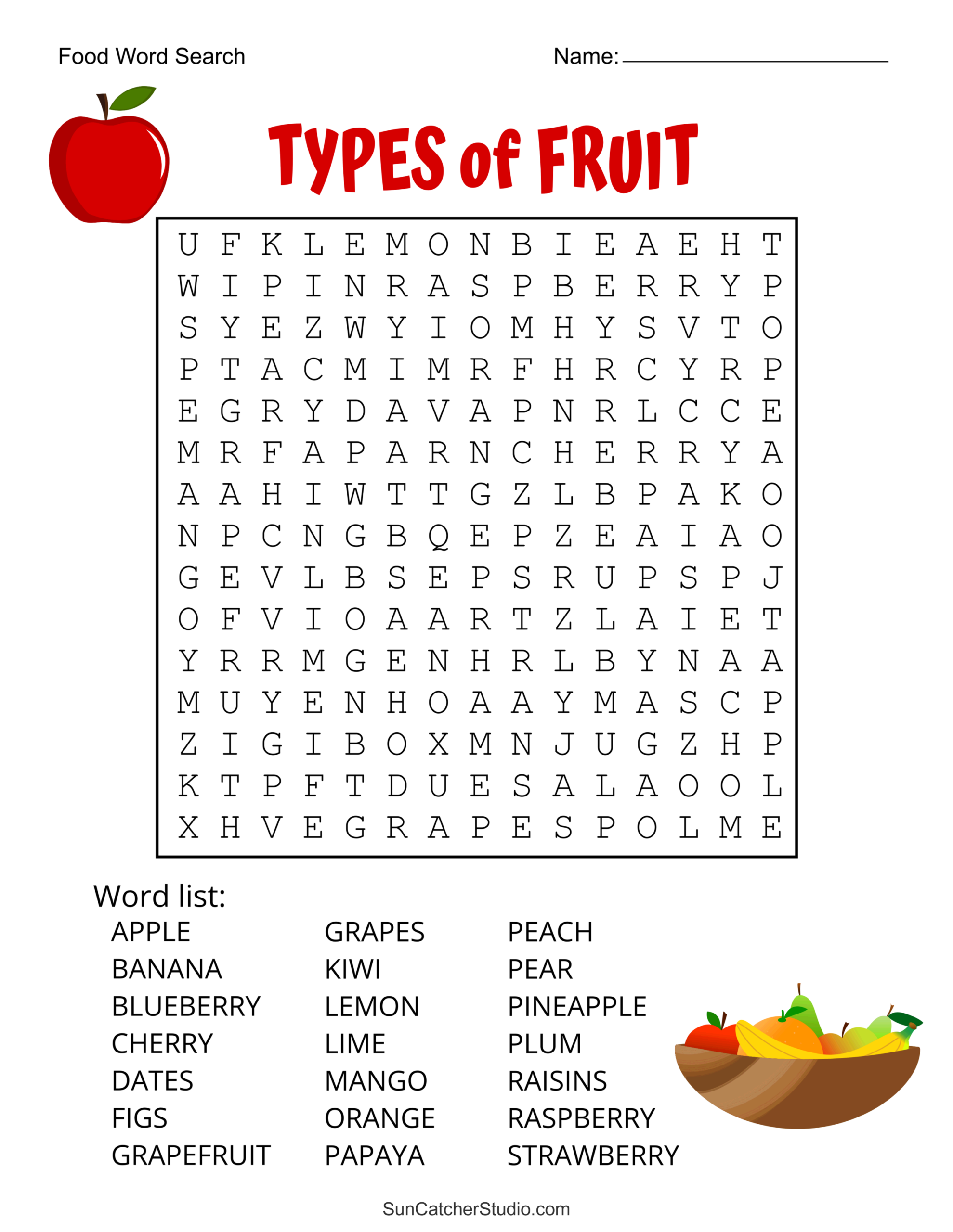 Food Word Search Free Printable Puzzles Free Printables Monograms