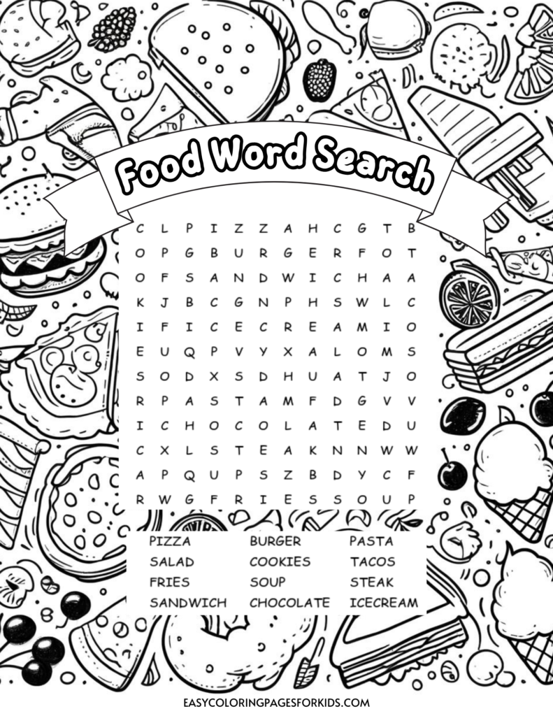 Food Word Search Printables Food Word Search For Kids Easy Coloring Food Word Search Printables Food Word Search For Kids Easy Coloring