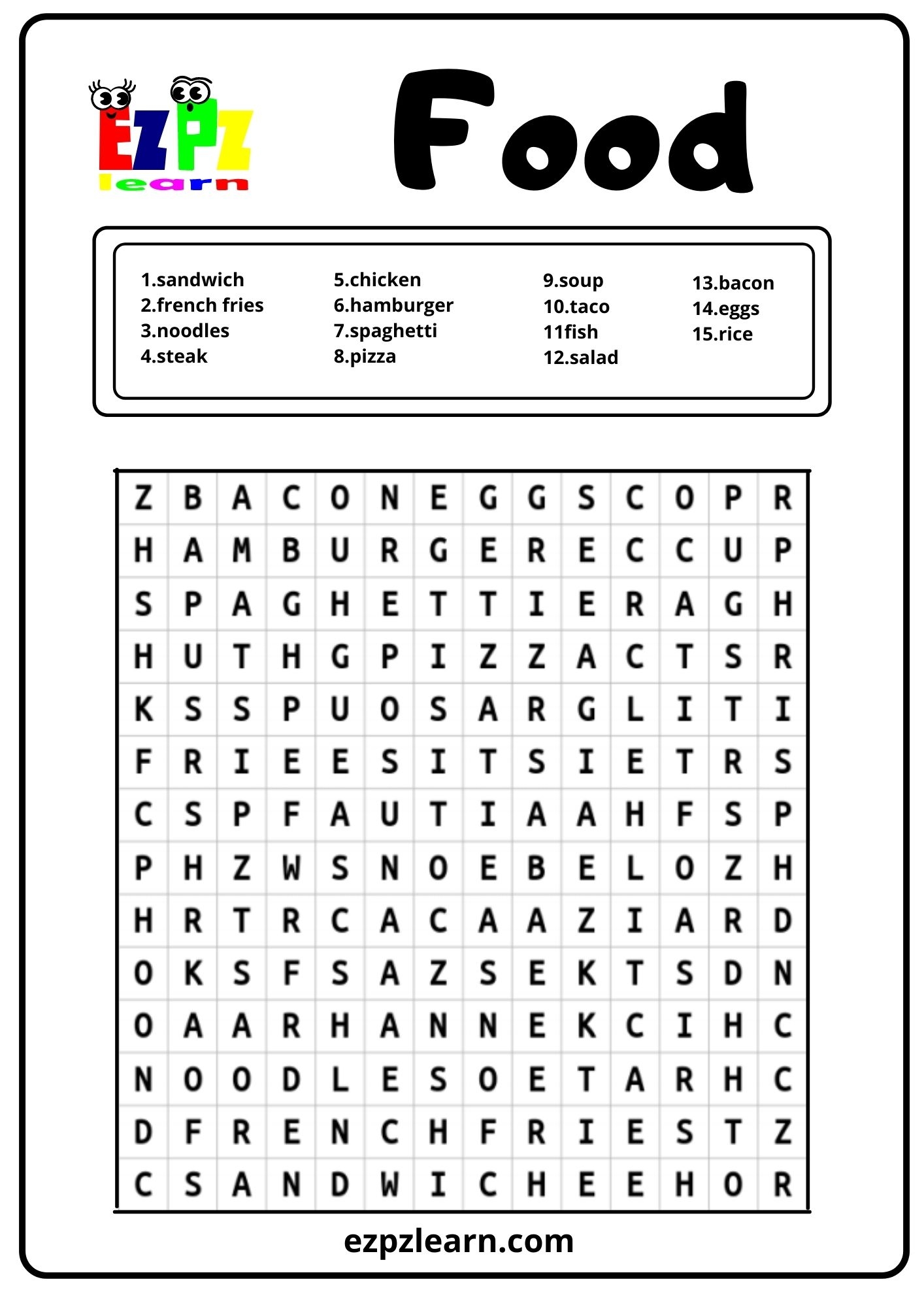 Food Word Search Puzzle Printable Word Search Maker