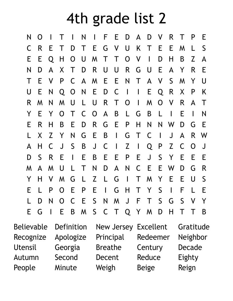 Fourth Grade Word Search Free Printable Word Search Maker