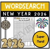 FREE 2026 Happy New Years Word Search Difficult Printable No Prep
