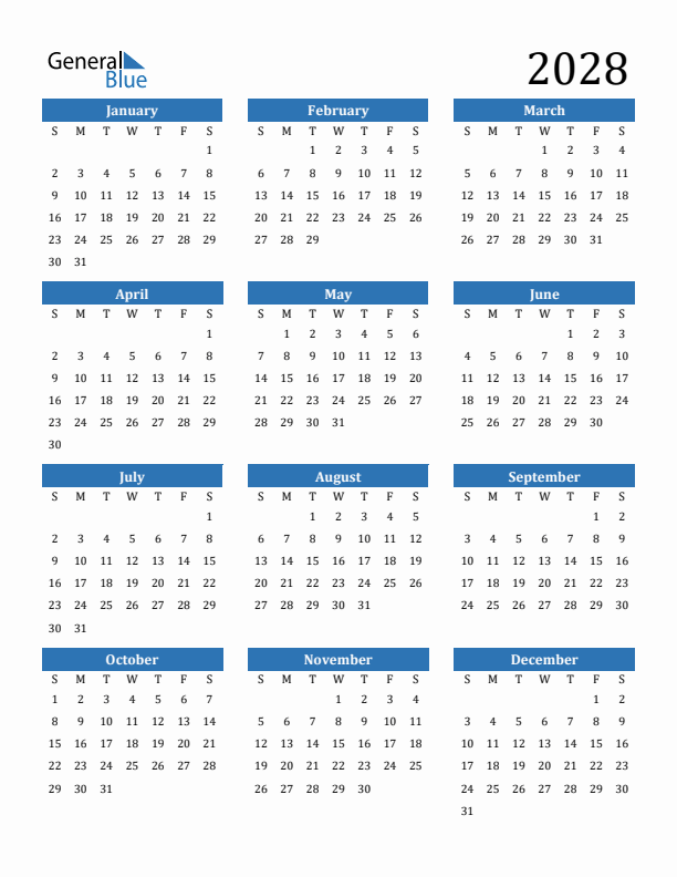 Free 2028 Calendars In PDF Word Excel Free 2028 Calendars In PDF Word Excel