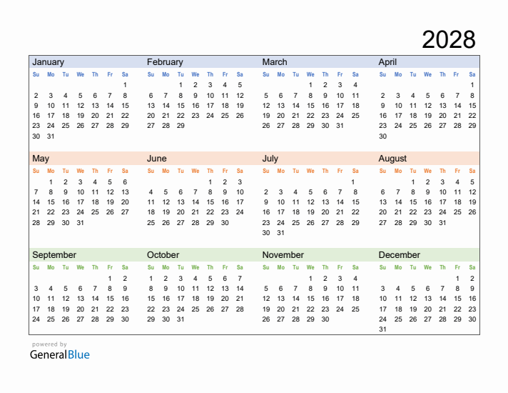 Free 2028 Calendars In PDF Word Excel Free 2028 Calendars In PDF Word Excel