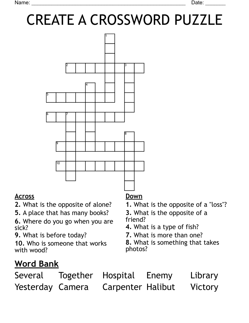 Free AI Tool To Create Crossword Puzzle Printable Now Printables For 