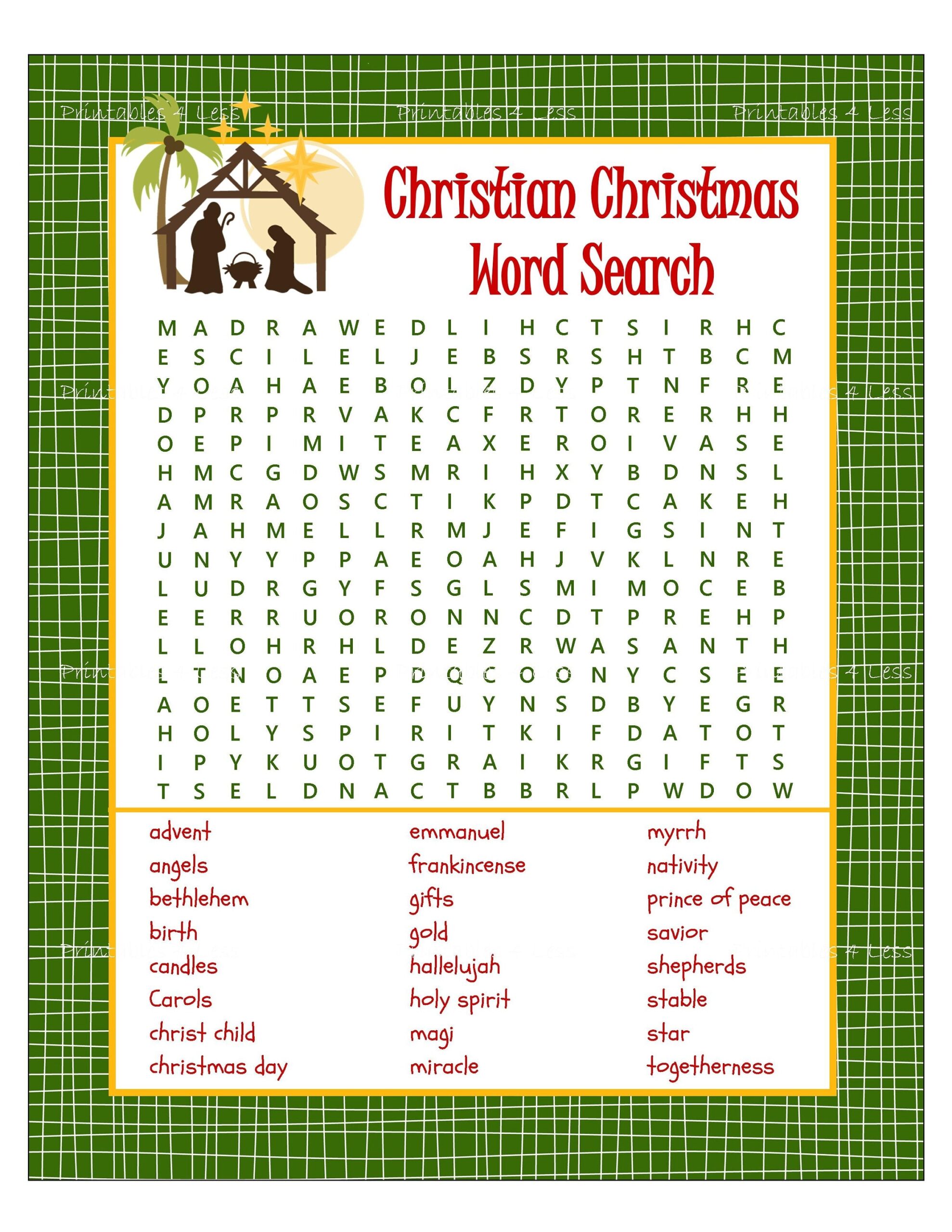 Free Christmas Christian Word Searches Printables Word Search Maker