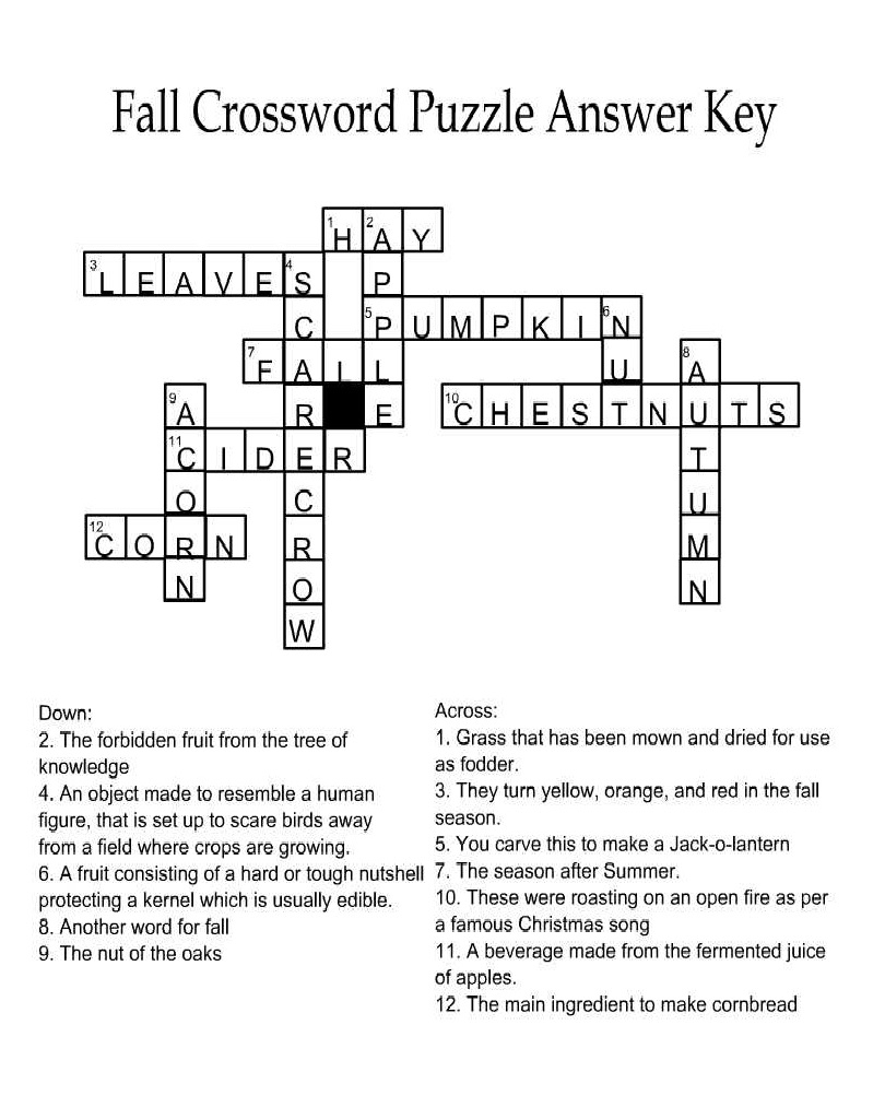 Free Crossword Printables With Answers Printable JD