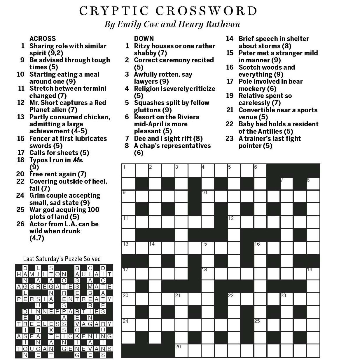 Free Cryptic Crosswords Free Printable Crosswords