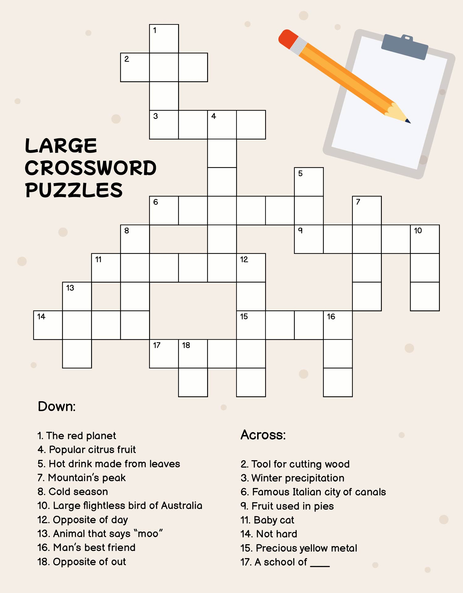 Free Easy Printable Crossword Puzzles