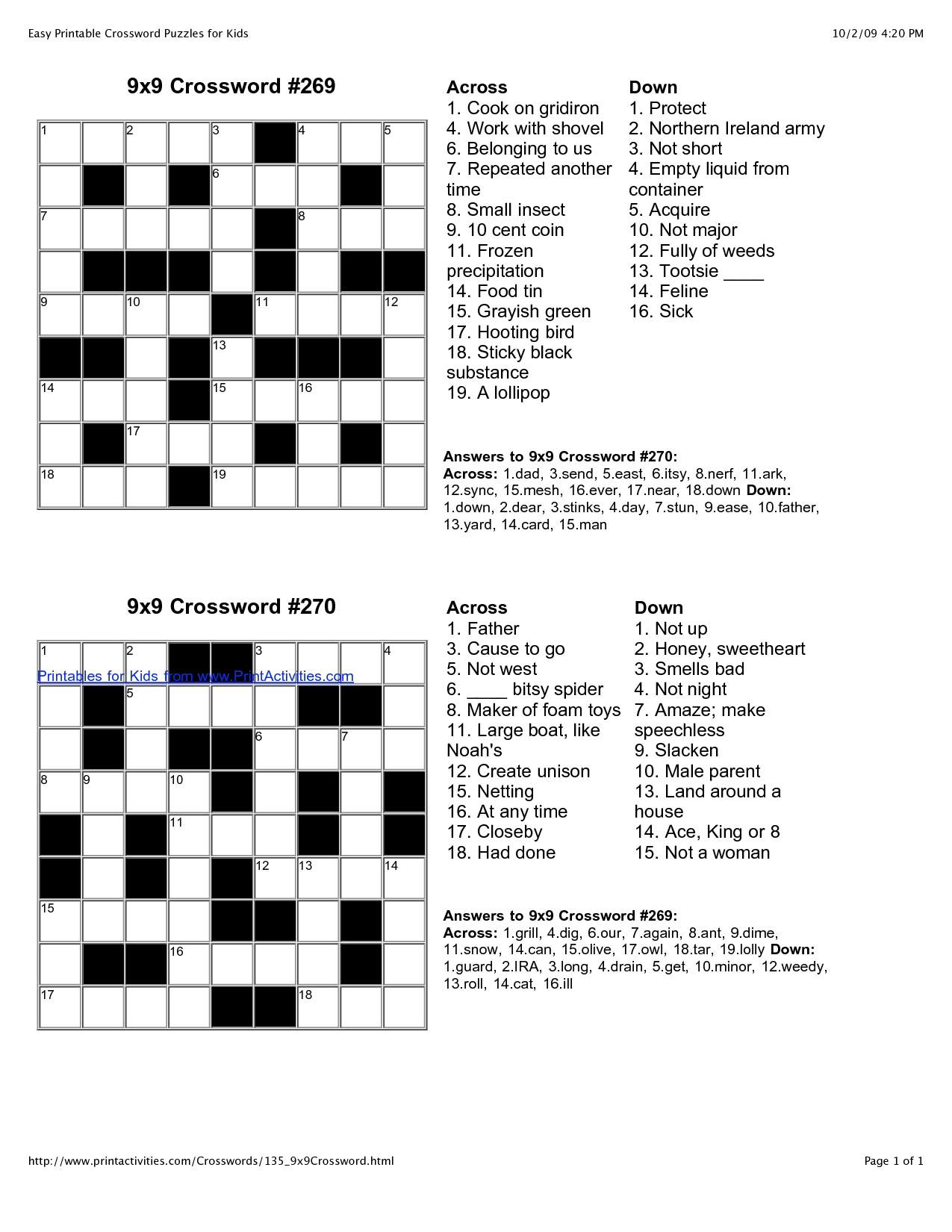 Free Easy Printable Crossword Puzzles With Answers For Adults 
