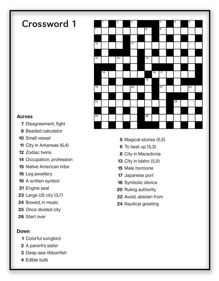 Free Easy Printable Crossword Puzzles With Answers Totally Free 