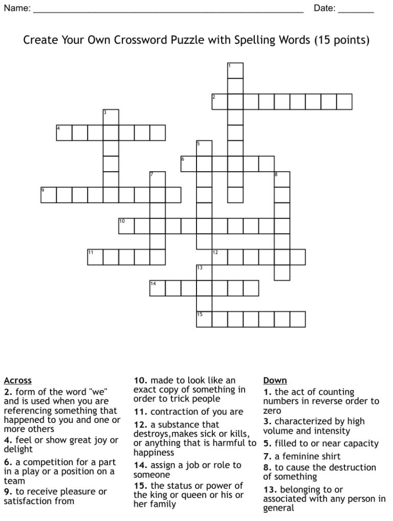 Free Make Your Own Crossword Puzzle Printable Printable JD Free Make Your Own Crossword Puzzle Printable Printable JD