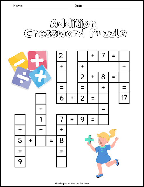 Free Marvelous Math Crossword Puzzle Printables The Simple Homeschooler
