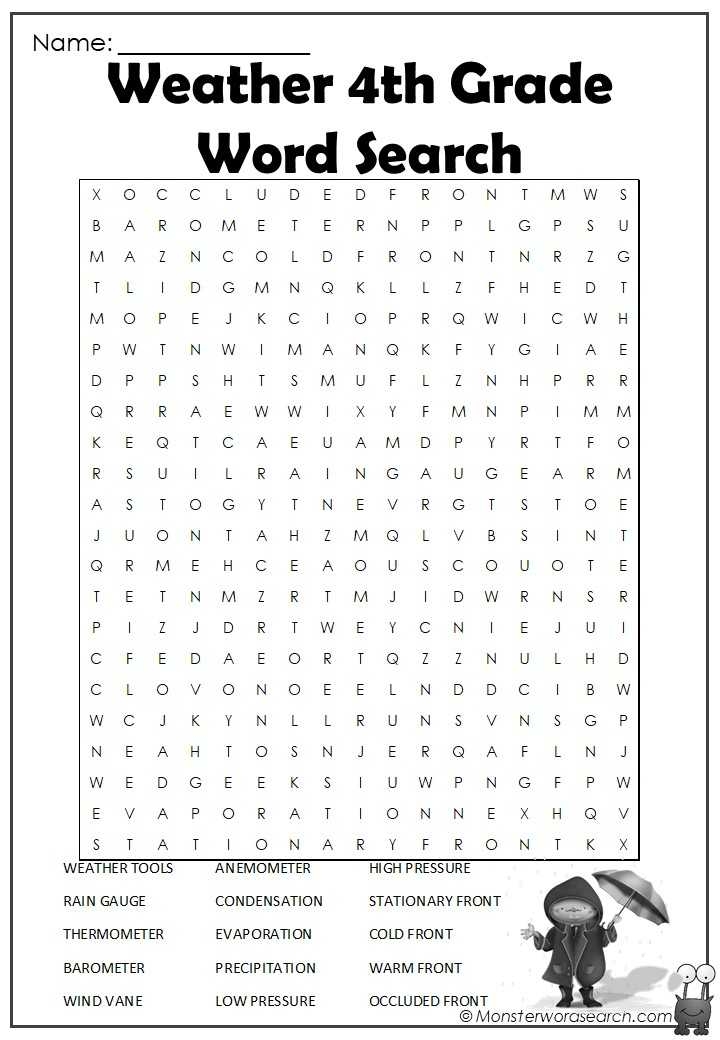Free Printable 4th Grade Word Search