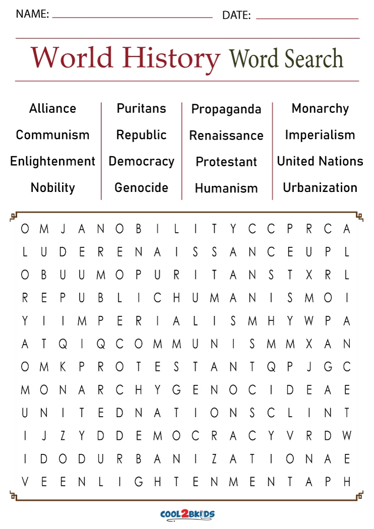 Free Printable American History Word Searches Word Search Maker