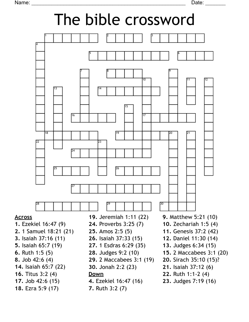 Free Printable Bible Crossword Puzzles With Answers We Love Printables