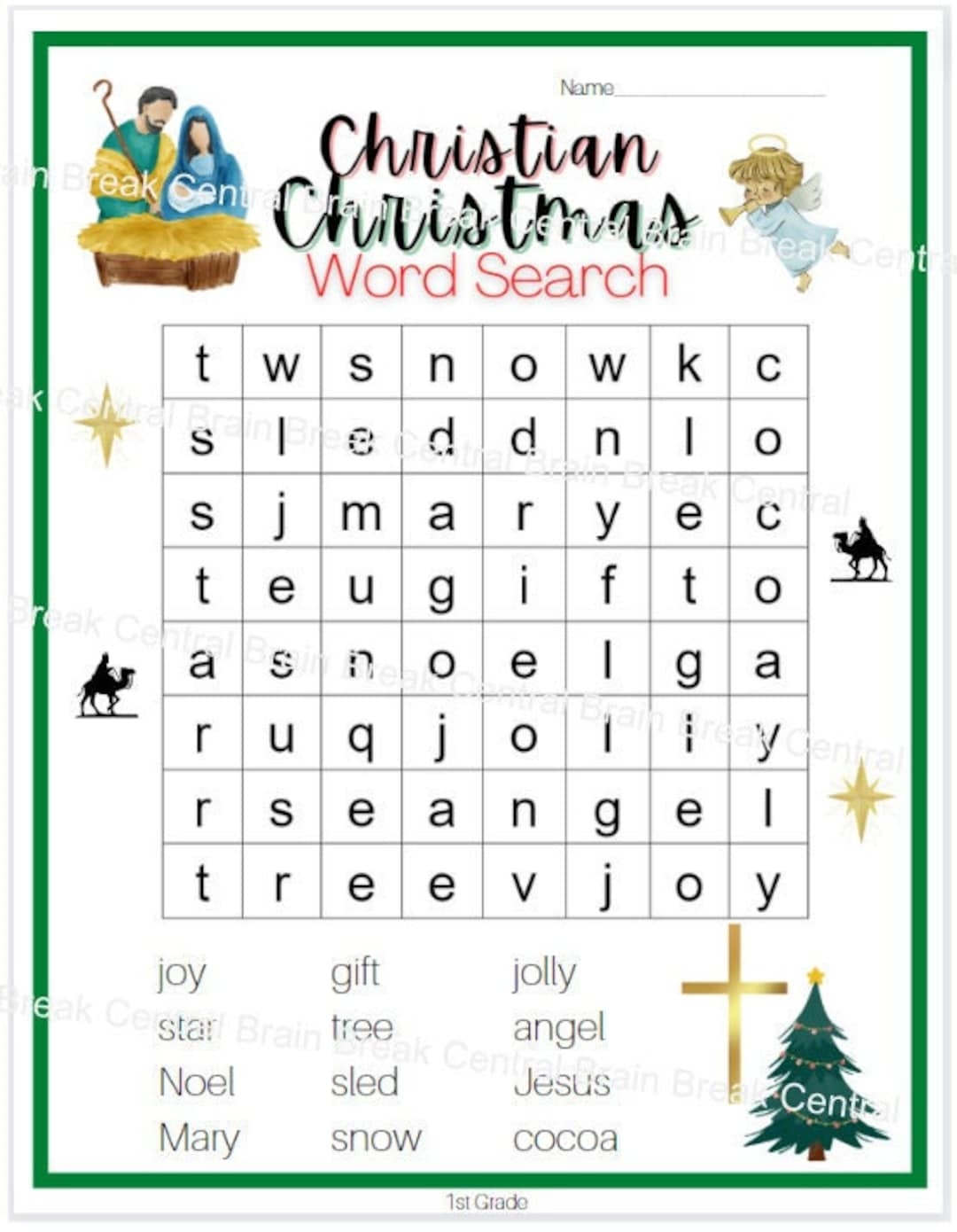 Free Printable Christian Christmas Word Search Word Search Maker