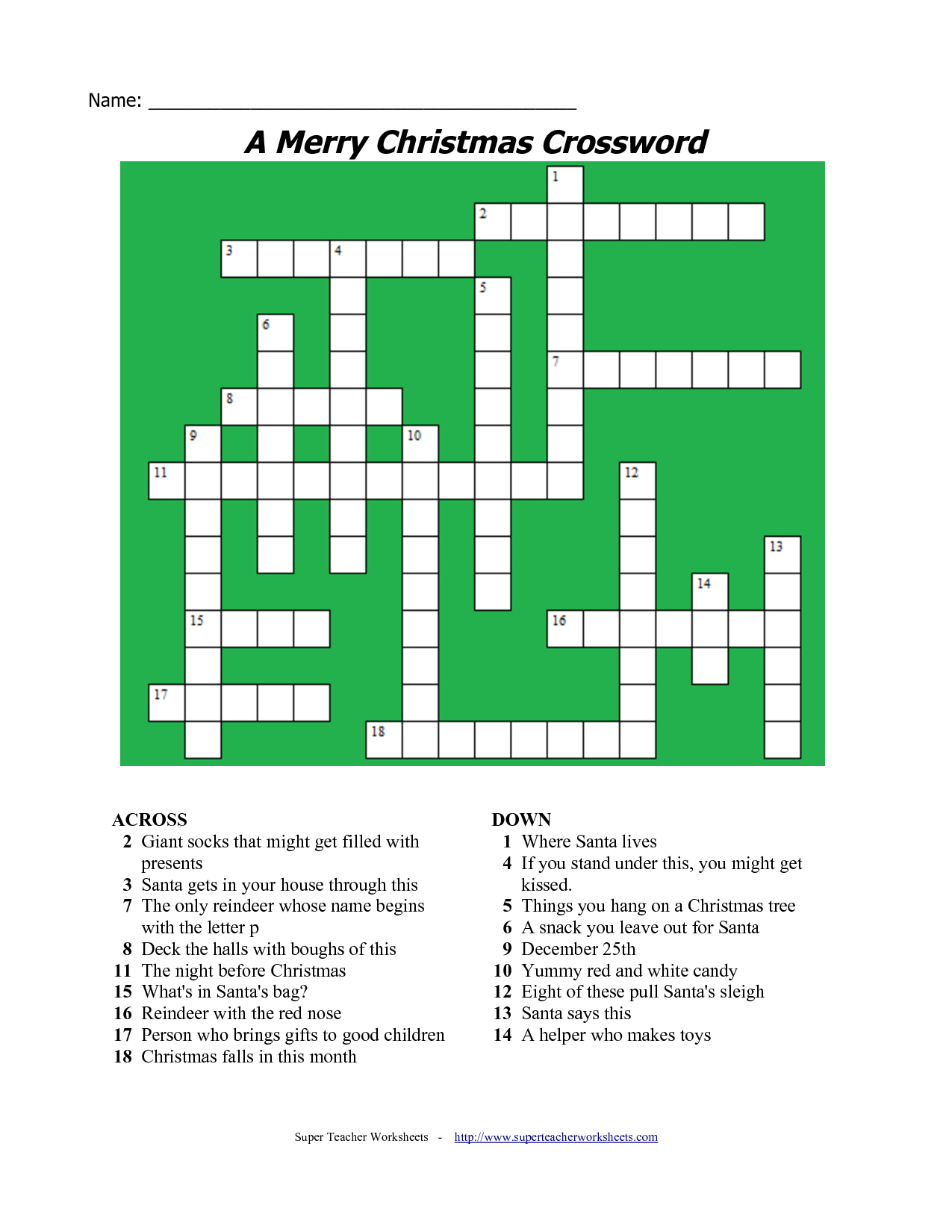 Free Printable Christmas Crossword Puzzles For Adults With Answers