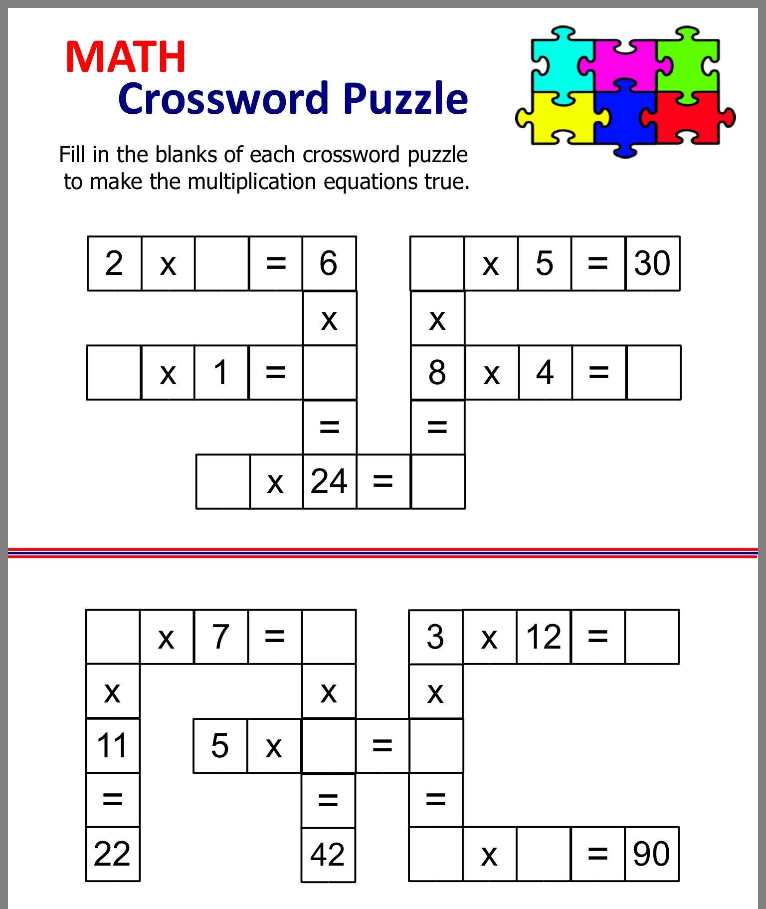 Free Printable Crossword Math Puzzles Worksheets Free Printable Crossword Math Puzzles Worksheets