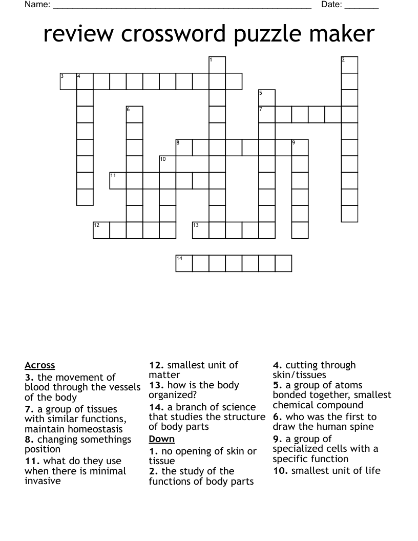 Free Printable Crossword Puzzle Maker