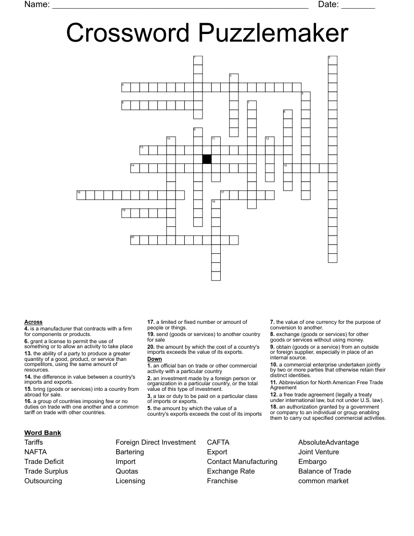Free Printable Crossword Puzzle Maker No Words TesereX