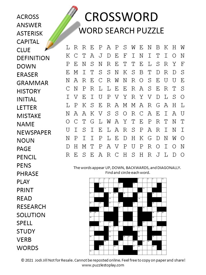 Free Printable Crossword Puzzles And Word Searches Download Free